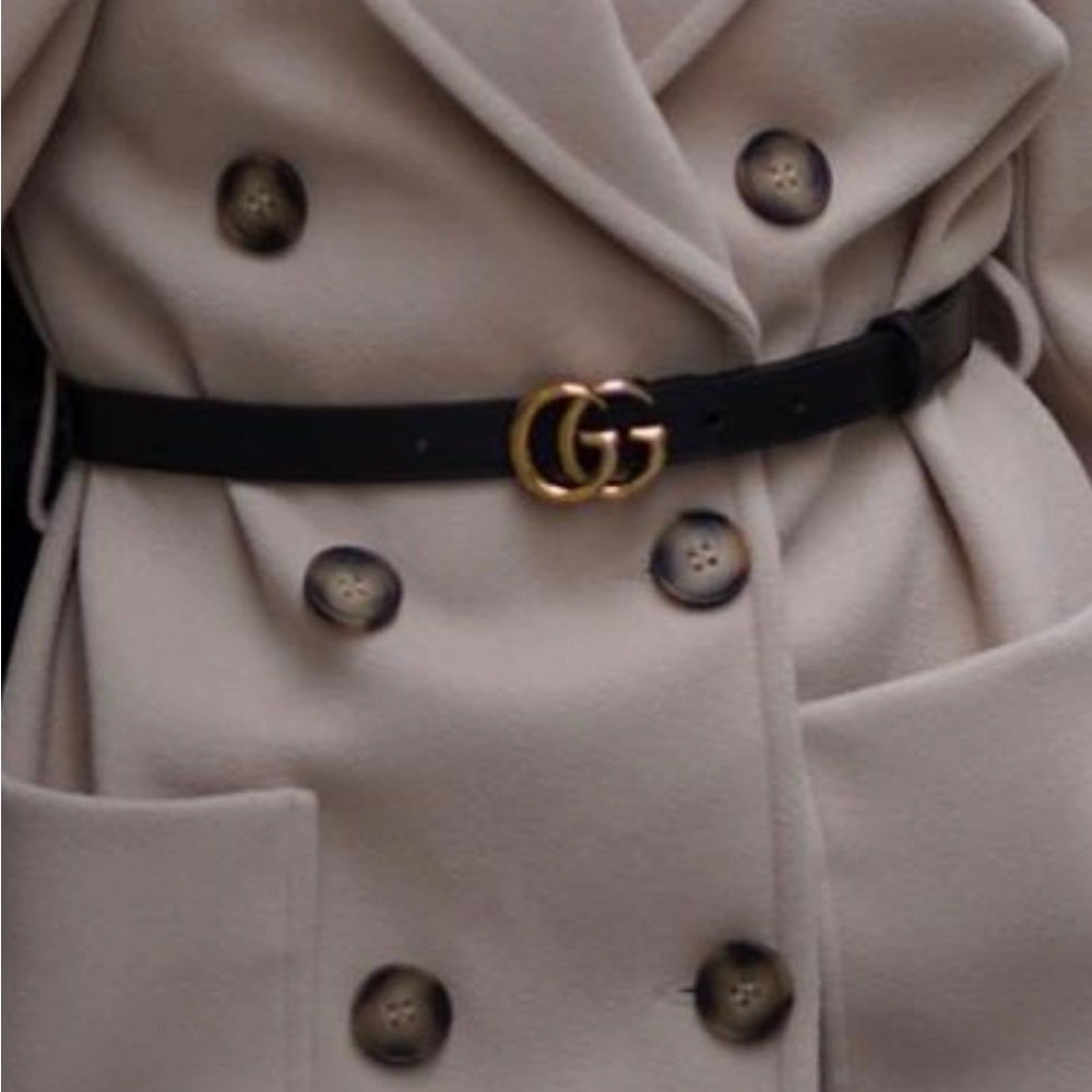 Leather belt W double GG bucket
